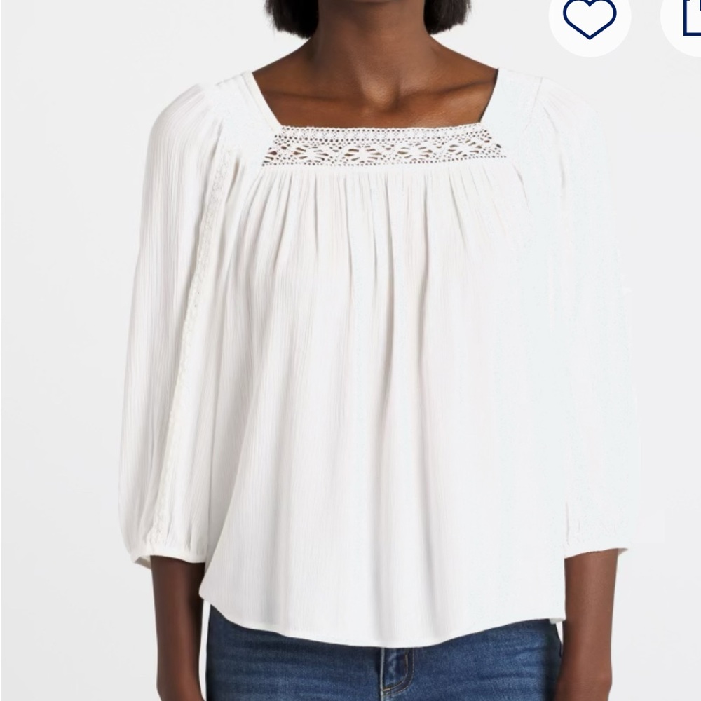 Elegant White Blouse with Lace Accent